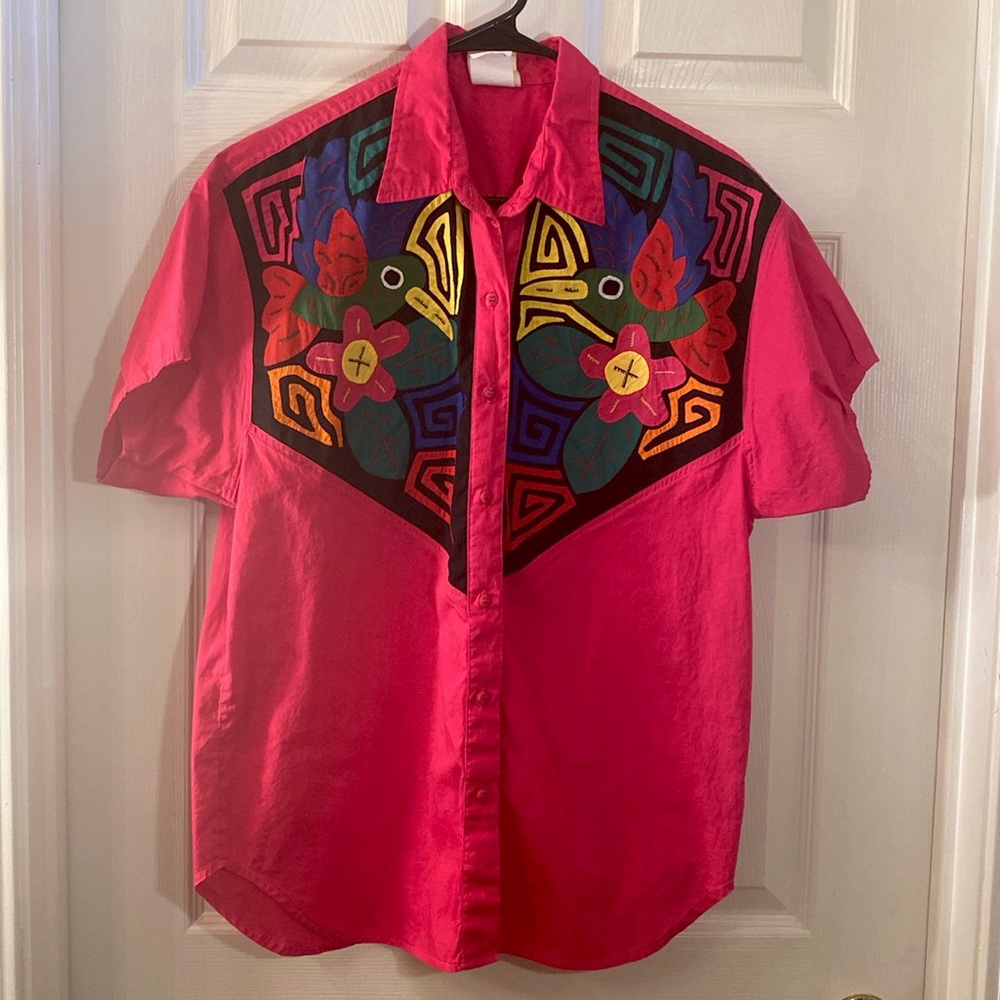 VINTAGE MY NAME IS PANAMA Buttoned Down Fun Rad Retro Vacation Beach Top - Picture 4 of 16